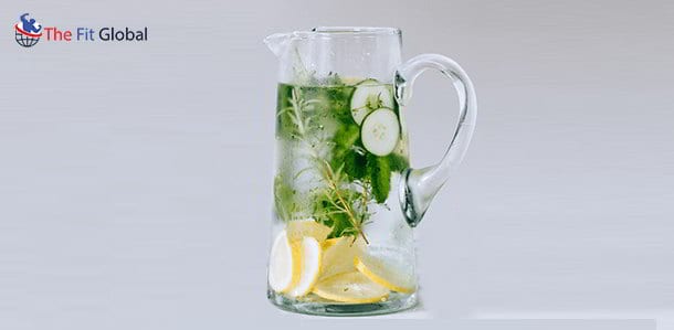 Herb-infused water with cucumber