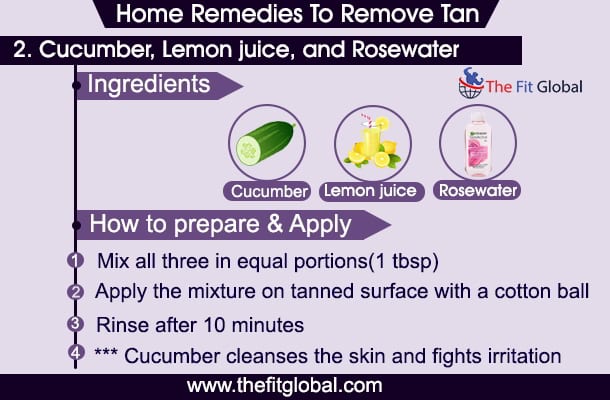 how to remove tan - Cucumber, Lemon juice, and Rosewater
