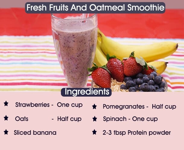 Fresh Fruits And Oatmeal Smoothie