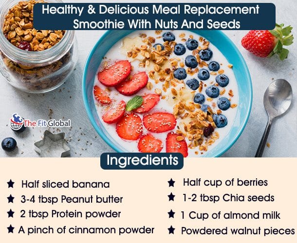 Healthy & Delicious Meal Replacement Smoothie With Nuts And Seeds