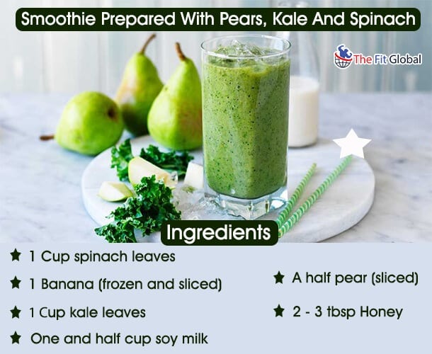 Smoothie Prepared With Pears, Kale And Spinach